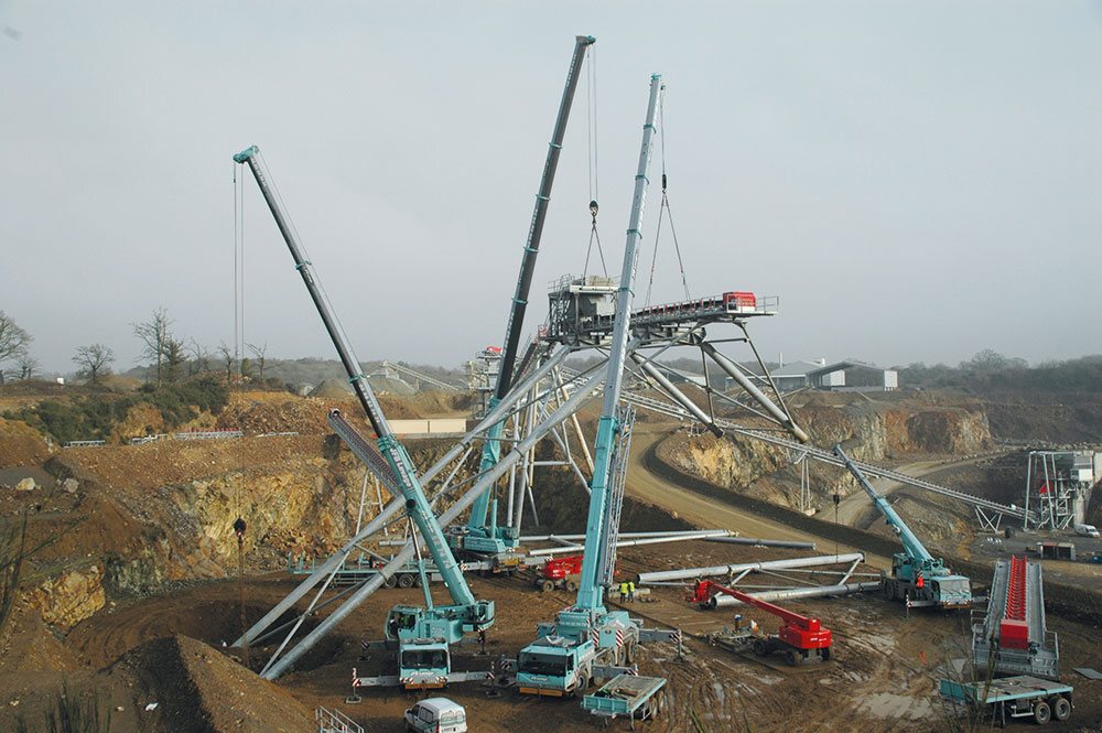 Chantier de levage vue aérienne